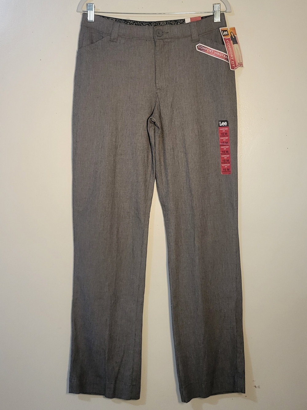 NWT Lee (Women’s M) Comfort Fit Black Tweed Cotton Stretch Straight-Leg Pants